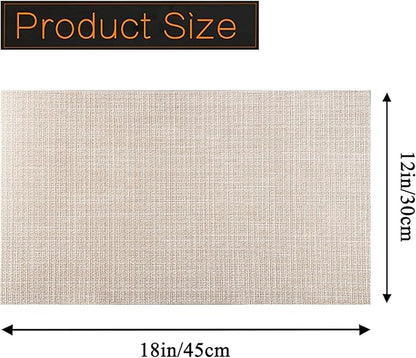 PIGCHCY Beige Placemats Set of 4 Vinyl PVC Durable Place Mats for Dining Table,Heat Resistant Non-Slip Woven Tabel Mats (18x12 inches, Beige)