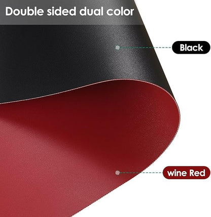 Leather Table Pad,1.8mm Thick,40x84 Inch,Dining Table Pad,Table Pads for Dining Room Table Rectangular,Table Protector for Dining Room Table,Dining Table Cover(Black+Wine Red,40x84)