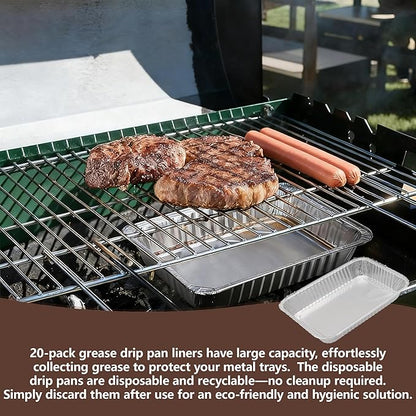 20-Pack Aluminum Grill Drip Pans for 6415 Weber Grill, Universal Disposable Foil Grease Tray Liners for Weber Spirit, Traveler, Genesis, Q Series