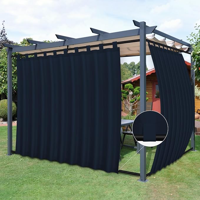 Easy-Going Outdoor Patio Curtains 2 Panels, 110x108 inch, Porch and Pergola by Easy-Going