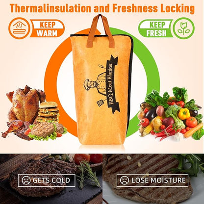 21in BBQ Blanket for Resting Meat - Smoking Meat Insulated Bag for Brisket/Beef/Pork Shoulder/Turkey - Valentines Day Gifts Birthday Anniversary Smoker Accessories Gift for Men