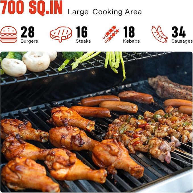Monument Grills Larger 4+2 Burner Propane Gas Grills Stainless Steel Cabinet Style with Clearview® Lid, Knob Controls, Built-In Thermometer, Infrared Side Sear Burners & Side Burners, Outdoor Use