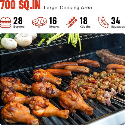 Monument Grills Larger 4-Burner Propane Gas Grills Stainless Steel Cabinet Style with Infrared Side Sear & Side Burners Knob Controls Built-In Thermometer with Stainless Steel Rotisserie Kit(2 Items)