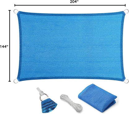 Eden's Decor Straight Flat-Edged Sun Shade Sail Rectangular 12' x 17' Blue - Image 9