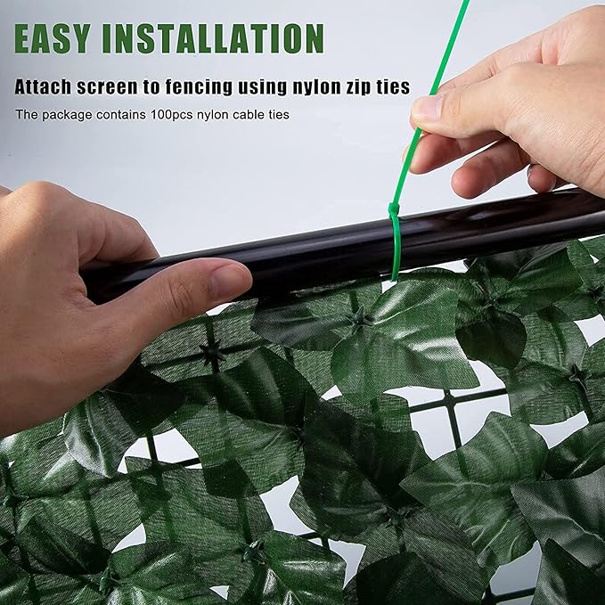 Faux Ivy Fence Privacy Screen Outdoor Expandable Artificial Greenery Roll Fake Hedge Wall Patio Green Plastic Leaf Plant Vine Grass Panels Gate Covering for Garden Yard Balcony (100x60 in)