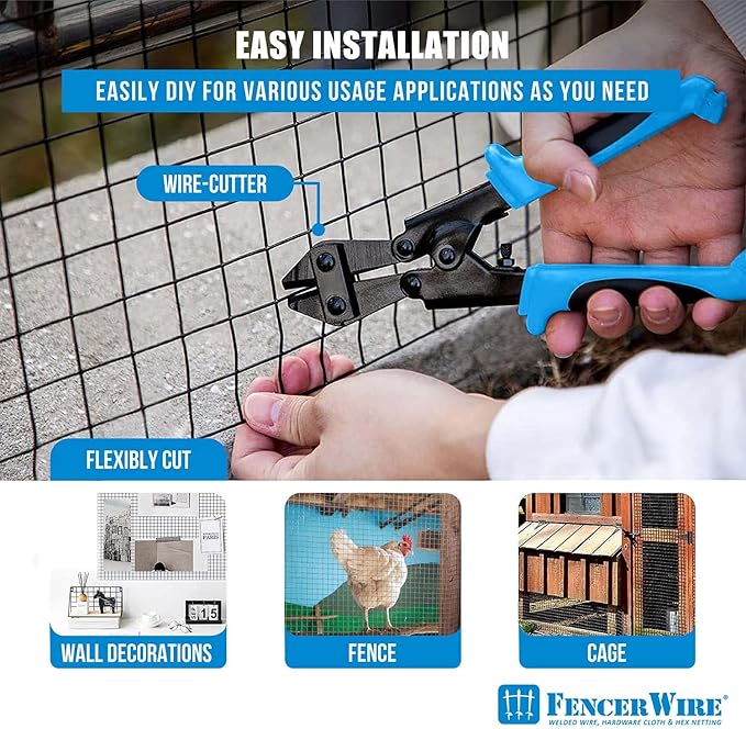 Fencer Wire 16 Gauge Black Vinyl Coated Welded Wire Mesh Size 1 inch by 1 inch for Home and Garden Fence and Pet Enclosures Protect Chickens Rabbits and Farmed Animals (c. 3 ft. x 50 ft.)
