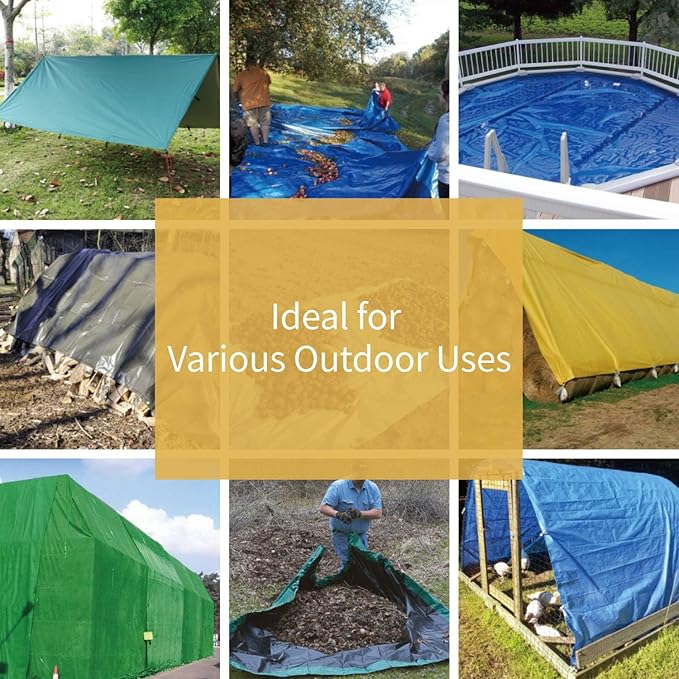 GUARD SHIELD Heavy Duty Tarp 30x30 Feet Green Multi Purpose Thick Waterproof Poly Tarp Cover 10mil