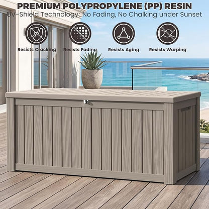 Outdoor Storage Box, 150 Gallon Waterproof Deck Box, Piston-Assisted Resin Trunk - Image 4