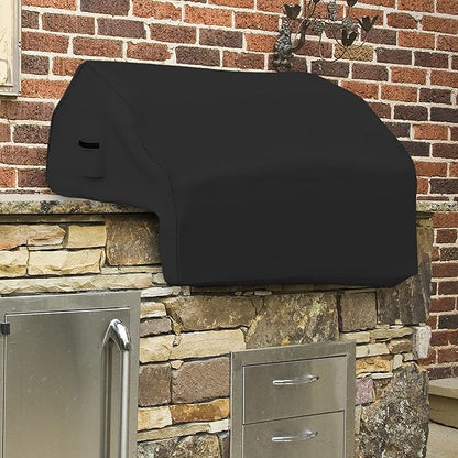 Covers & all Built-in Outdoor Grill Cover, Durable Heavy Duty 18 Oz Waterproof Cover Tuff Material with Air Pocket & Elastic for Snug Fit (48" W x 27" D x 26" H inches, Black)
