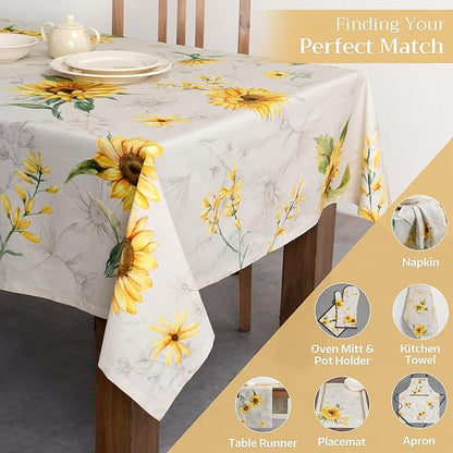Maison d' Hermine Table Cloth Rectangle Table 100% Cotton 70 x 120 Inches Tablecloth Reusable Decorative Everyday Use for Dining Room, Farmhouse, Home, Party, Festive & Wedding Spring Summer - Candice