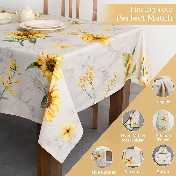 Maison d' Hermine Table Cloth Square Table 100% Cotton 54 x 54 Inches Tablecloth Reusable Decorative Everyday Use for Dining Room, Farmhouse, Home, Party, Festive & Wedding Spring Summer - Candice