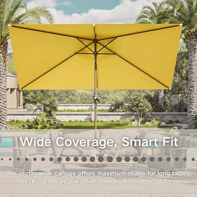 6.5' x 10' Rectangular Patio Umbrella Large Outdoor Market Umbrella w/UV - Image 7
