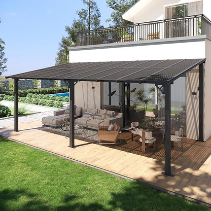 10' X 20' Lean to Gazebo Pergola, Metal Outdoor Gazebos | Wall Mounted Gaebos by Breezestival