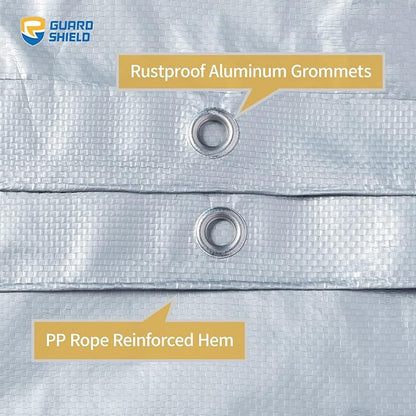 GUARD SHIELD Silver Tarp Waterproof 16x16 Feet Medium Duty All Purpose Poly Tarps Cover 7mil
