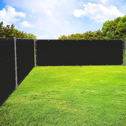 ECOOPTS 8'x190' Privacy Fence Screen Windscreen with Copper Grommets, Fit for Commercial Fence and Residential Garden Outdoor 90% UV Blockage, Cable Zip Ties Included (Black)