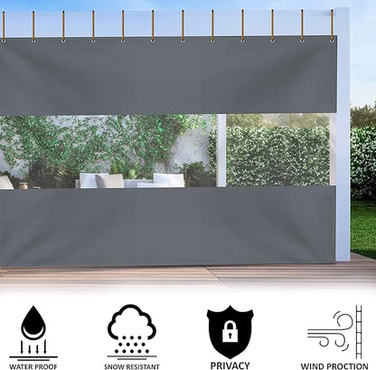 Covers & all Outdoor Clear Panel Curtain, 12 oz Vinyl Outdor Curtains for Patio, Waterproof & Weather Resistant Tarp with Brass Grommets for Pergola, Porch, Gazebos, Balcony (10' H x 10' W Feet, Gray)