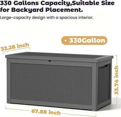 PatioZen Outdoor Storage Box Waterproof Extra Large 330 Gal Lockable, Hydraulic - Image 2