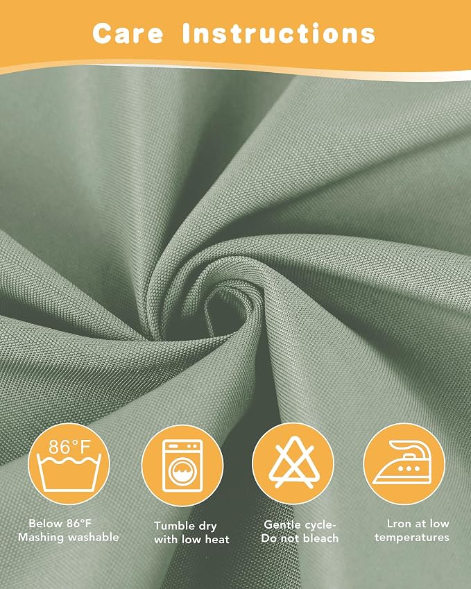 Outdoor Curtains for Patio Waterproof 4 Pcs 54x95 Inch Sage Green | Poolside - Image 5