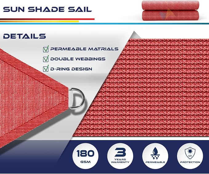 Windscreen4less 3' x 3' x 3' Sun Shade Sail Triangle Outdoor Canopy Cover UV - Image 3