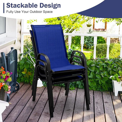 COSTWAY Patio Stackable Dining Chairs Set of 2 - Image 7