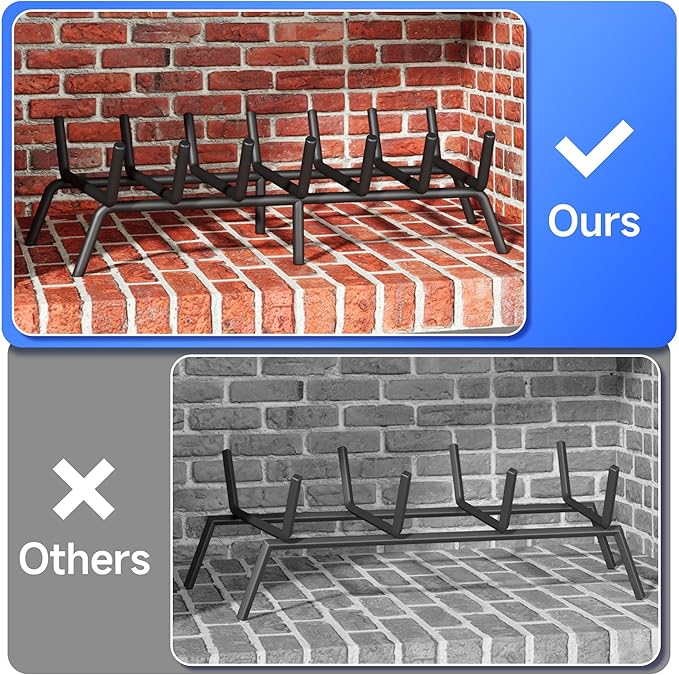 Fireplace Grate 30 Inch, Firewood Log Holder Rack, Heavy Duty Fire Wood Stove Grates for Indoor Outdoor Camping Chimney Hearth Burning Fireplace Accessories Tools