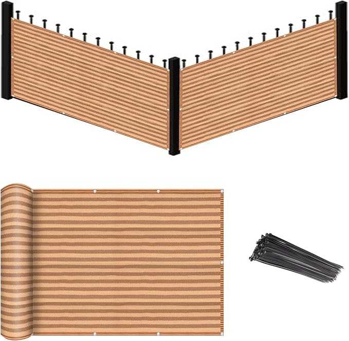 Eden's Decor Balcony Privacy Screen Brown/Khaki 4'x 38' Cover Mesh Windscreen Weather-Resistant UV Protection for Backyard Deck, Patio, Balcony, Pool, Porch, Fence, Railing, Gardening