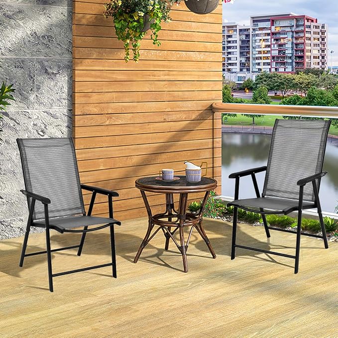 GIANTEX Set of 2 Patio Folding Chairs, Outdoor Chairs - Image 2