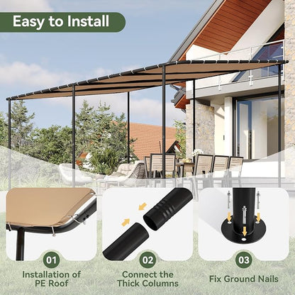 Aoxun 16x12 Lean-to Gazebo, Sloped Pergola Porch Canopy Awning - Image 3