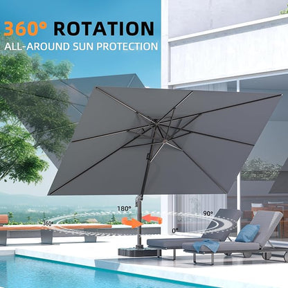 9' X 12' Cantilever Outdoor Patio Umbrellas Double Top Large Rectangle Umbrella - Image 6