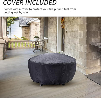 NATURAL EXPRESSIONS 32 Inch Outdoor Fire Pit, Wood Burning Fire Pits with 2 Grills, Poker, Brushes, Ash Pan, Mesh Cover, Waterproof Cover, Charcoal Fire Pit for BBQ, Patio, Bonfire, Heat&Cook