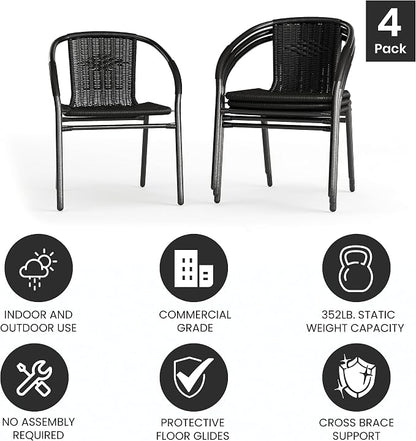 Flash Furniture Lila Modern Rattan Indoor/Outdoor Stackable Dining Chairs - Image 5