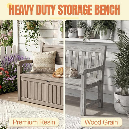 Storage Bench Outdoor Deck Box, Lockable Patio Furniture Grey | Waterproof & UV - Image 4