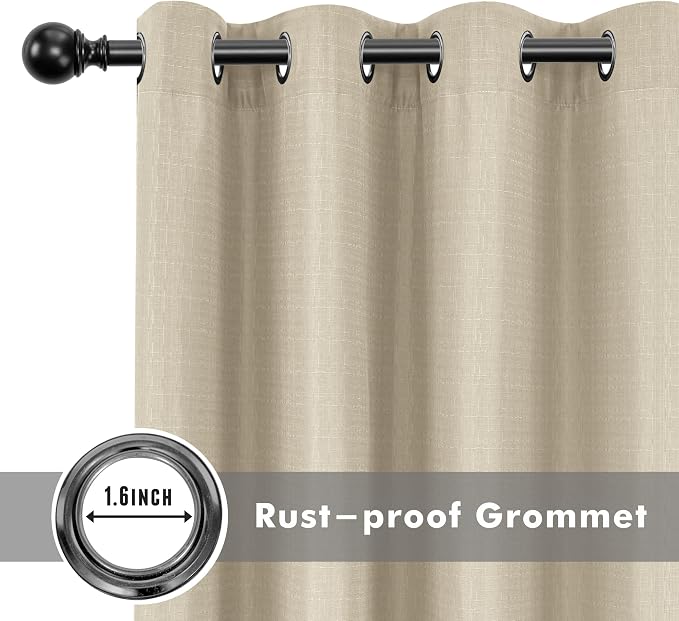 Linen Outdoor Curtains for Patio Waterproof 4 Pcs 110x84 In Cream | Light - Image 4