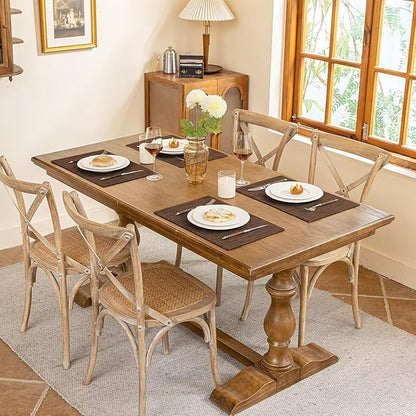 Blue Forest Placemats Set of 8, Dual-Layered Thickened Faux Linen Cloth Place Mats Heat Resistant Machine Washable Wrinkle Free Table Mats Indoor/Outdoor (Brown)