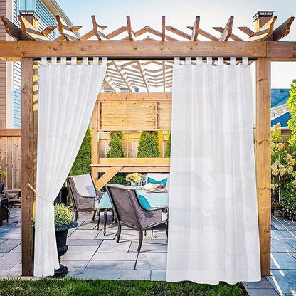 NICETOWN 2 Panels White Sheer Outdoor Curtains - Image 2
