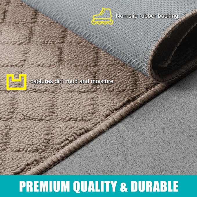 Azadx 2'x3' Front Entryway Door Mat Non Slip Indoor Door mats Washable Entry Mats Welcome Doormat Dirt Trapper for House Entry Low Profile Doormat Indoor Entrance Mat