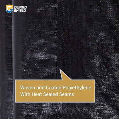 GUARD SHIELD Tarps Heavy Duty Waterproof 30x30 Feet Black Poly Tarp Cover Outdoor Thick UV Resistant Tarpaulin with Grommets 10mil