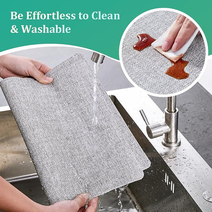 FOCUSLINE Faux Leather Placemats Set of 6, Light Grey Table Place Mats, Waterproof and Non-Slip Dining Table Mats for Indoor & Outdoor Use