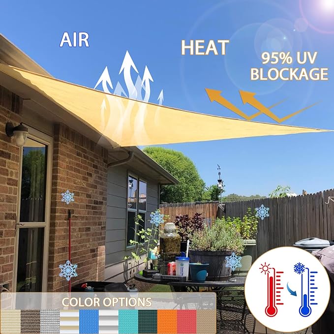 Windscreen4less 13' x 13' x 13' Sun Shade Sail Triangle Outdoor Canopy Cover UV - Image 4