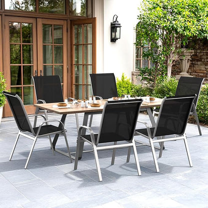 Patio Chairs Set of 6, All Weather Outdoor Dining Chairs | Stackable Dining - Image 2