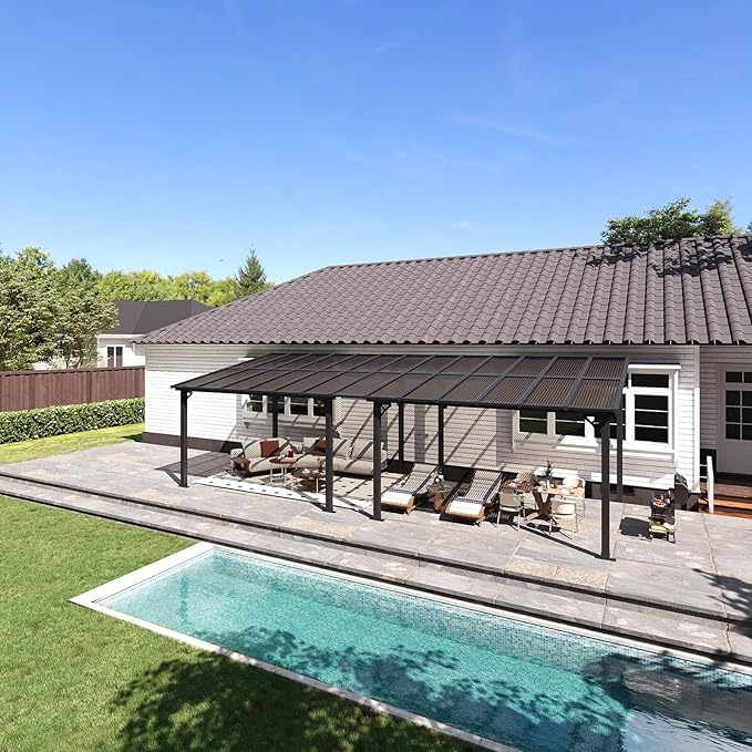 Aoxun 26’x10’ Gazebo with Aluminum Frame & Polycarbonate Panel, Outdoor Patio by Aoxun