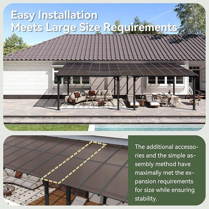 Aoxun 26’x10’ Gazebo with Aluminum Frame & Polycarbonate Panel, Outdoor Patio - Image 8