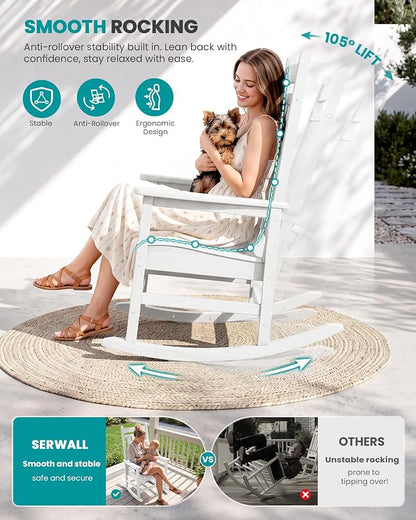 SERWALL Outdoor Rocking Chair, Oversized Rocking Chair - Image 4