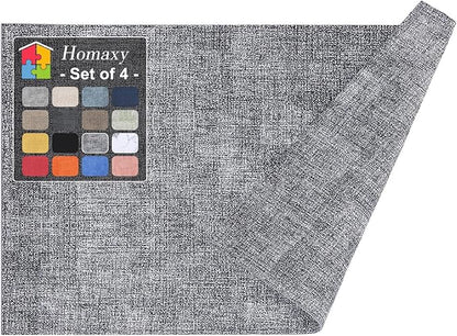 Homaxy Faux Leather Heat Resistant Placemats for Dining Table Set of 4, Waterproof Wipeable Washable PU Table Mats, Easy to Clean Anti-Slip Place Mats, 11.8" x 17", Black & White