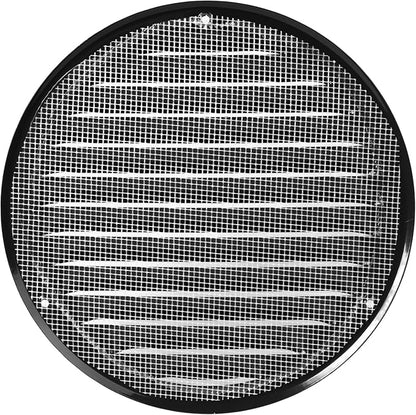 Repa Market 6 Inch (Opening Dimensions) Round Air Vent Cover/Black Galvanized Steel Louvered Grill Cover with Mesh Screen/Wall or Ceiling Vent/HVAC Register for DIY Home Improvement