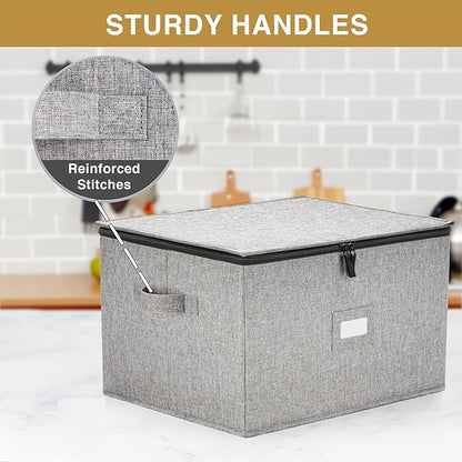 Hard Shell China Storage for Wine Glass - 16" x 13" x 10"H - Stackable with Fully Padded Interior