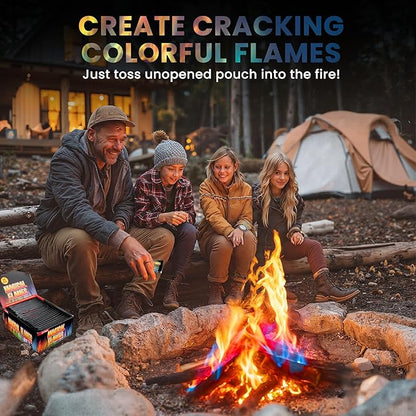 Magical Flames Fire Color Packets (12 Pack), Vibrant Multi-Color Fire for Fire Pits, Campfires, Bonfires & Fireplaces - Camping Essentials & Outdoor Party Accessories