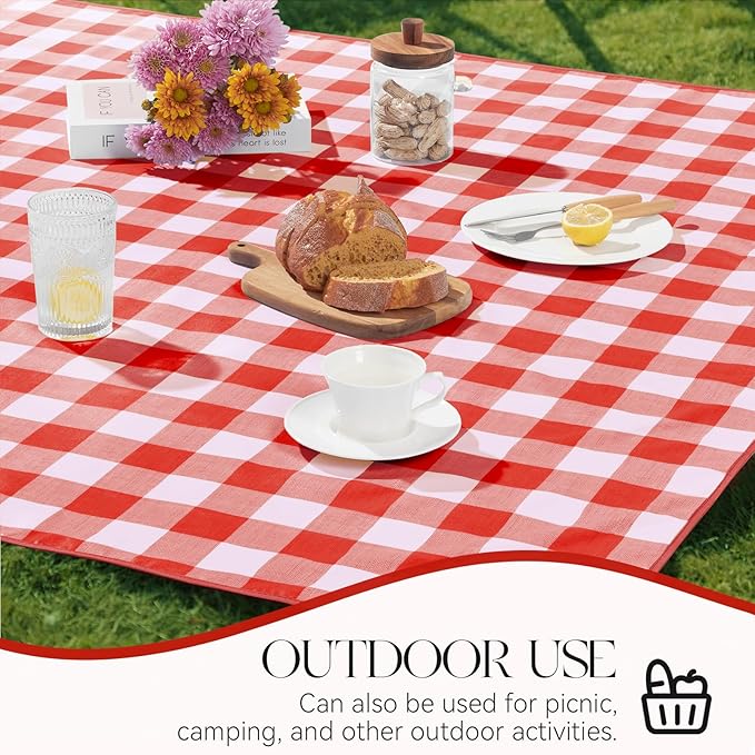 MOSAYT Rectangle Vinyl Tablecloth, 100% Waterproof Buffalo Gingham Plastic Table Cloth, Heavy Duty Wipeable Table Covers for Picnic, Outdoor, Camping - 54 x 54, Red