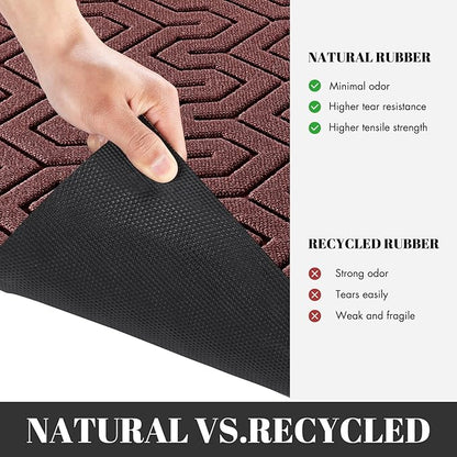 Yimobra Large Door Mat Outside Entrance 47x32, Waterproof Heavy Duty Outdoor Mats for Front Door, Non Slip Rubber Entry Mat for Garage Patio Indoor, Easy Clean, Wine Red