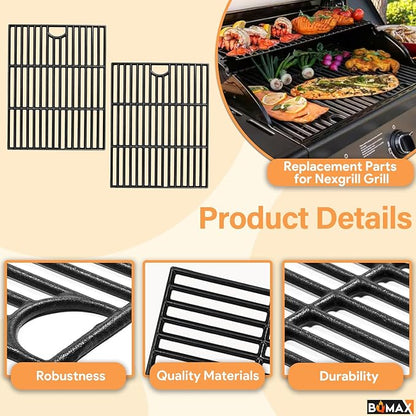 BQMAX Grill Parts for Nexgrill 5 Burner Gas Grill 720-0888 720-0888A 720-0888N, Cooking Grate, Heat Plates Shield and Burner for Nexgrill 5 Burner Replacement Parts for 720-0888 Nexgrill Parts